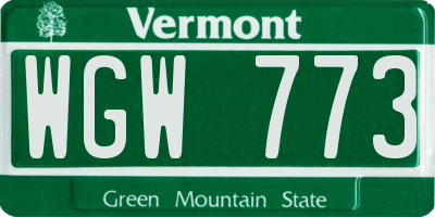 VT license plate WGW773