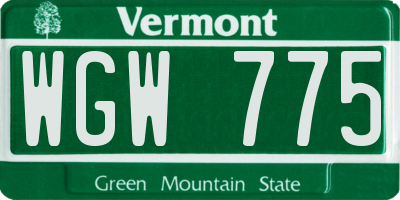VT license plate WGW775