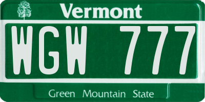 VT license plate WGW777