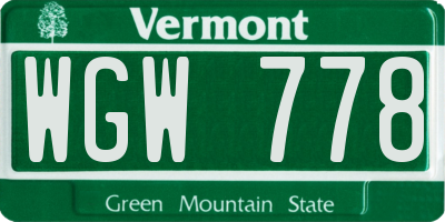VT license plate WGW778