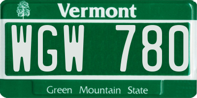 VT license plate WGW780