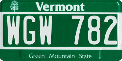 VT license plate WGW782