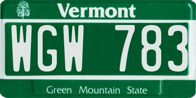 VT license plate WGW783
