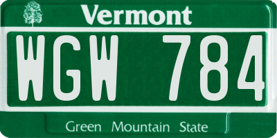 VT license plate WGW784