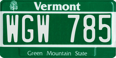 VT license plate WGW785