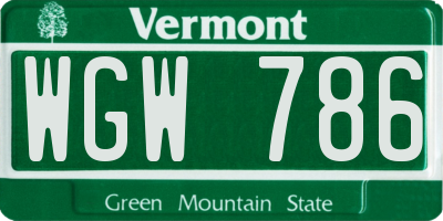 VT license plate WGW786