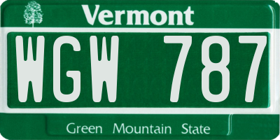 VT license plate WGW787