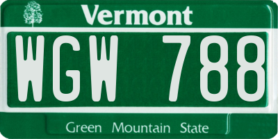 VT license plate WGW788