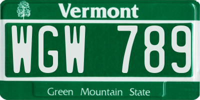 VT license plate WGW789