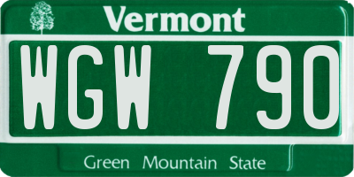 VT license plate WGW790