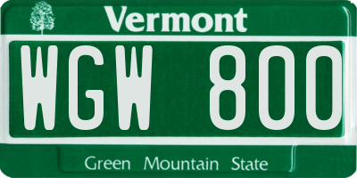 VT license plate WGW800