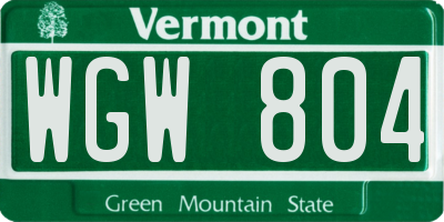 VT license plate WGW804