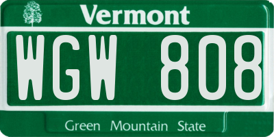VT license plate WGW808
