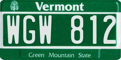 VT license plate WGW812