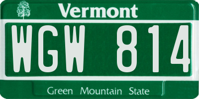VT license plate WGW814