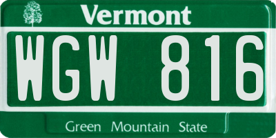 VT license plate WGW816