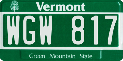 VT license plate WGW817