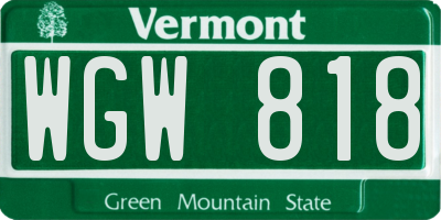 VT license plate WGW818