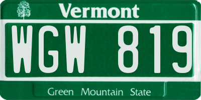 VT license plate WGW819