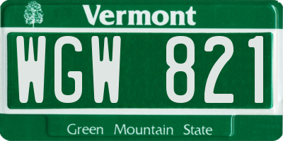 VT license plate WGW821