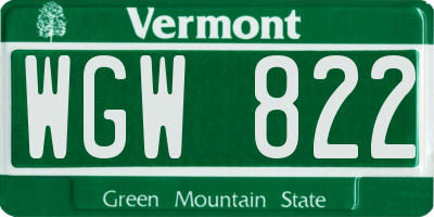 VT license plate WGW822