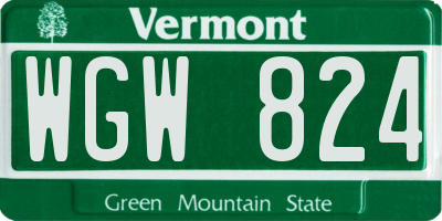 VT license plate WGW824