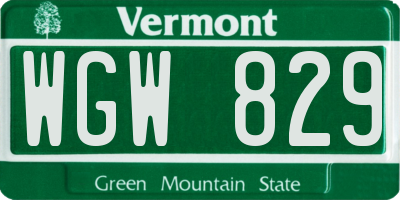 VT license plate WGW829