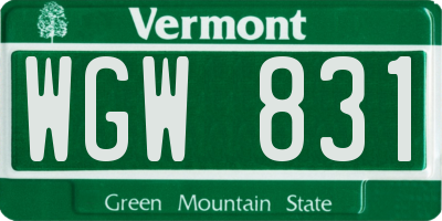 VT license plate WGW831