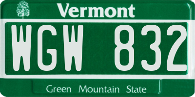 VT license plate WGW832