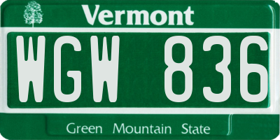 VT license plate WGW836
