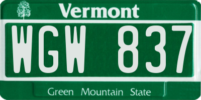 VT license plate WGW837
