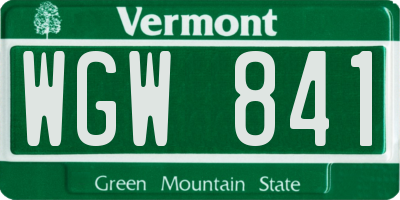 VT license plate WGW841