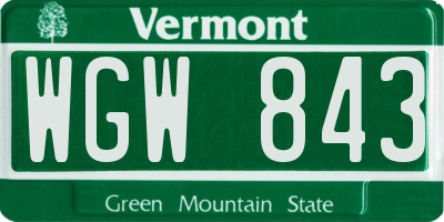 VT license plate WGW843