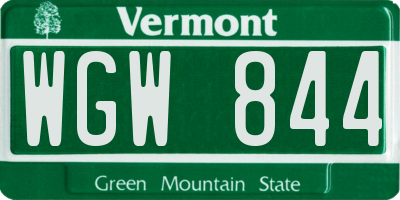 VT license plate WGW844