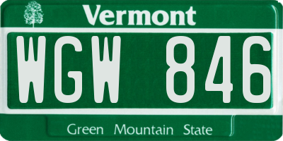 VT license plate WGW846