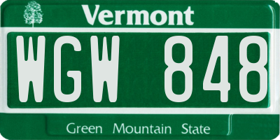 VT license plate WGW848