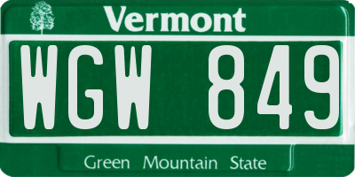 VT license plate WGW849