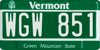 VT license plate WGW851