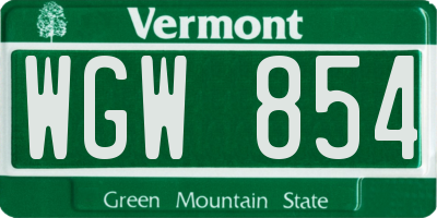 VT license plate WGW854