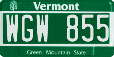 VT license plate WGW855