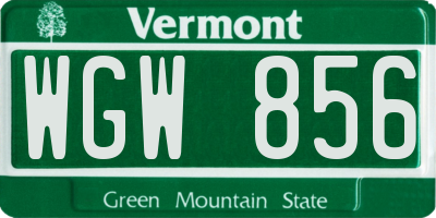 VT license plate WGW856