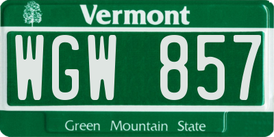 VT license plate WGW857