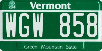 VT license plate WGW858