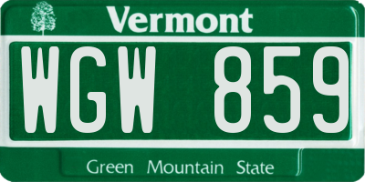 VT license plate WGW859