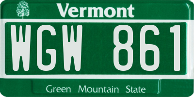 VT license plate WGW861