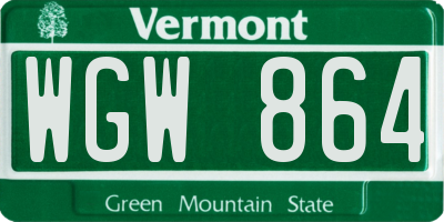 VT license plate WGW864