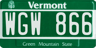 VT license plate WGW866