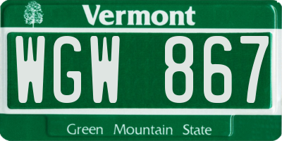 VT license plate WGW867