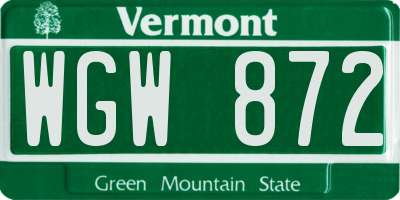 VT license plate WGW872