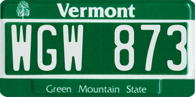VT license plate WGW873